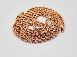 10KT Rose Gold* Hollow Rope 26 Inches Long x 3.2 mm x 3.1 mm Lobster Clasp* - Picture 1 of 8