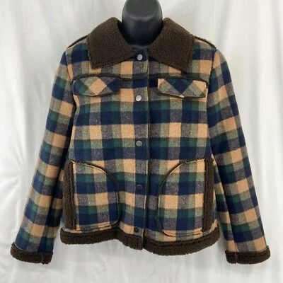 Jaqueta xadrez Montana Co Sherpa forrada de lã tamanho pequeno nova com etiquetas - Imagem 1 de 4