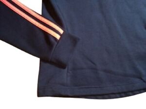 adidas Damska bluza z 3 paskami polar 1/4 zapinana na zamek błyskawiczny, granatowa/różowa strp, Small