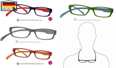 NEW'S OPTIC Lesebrille No.04 Klammeraffe blue/red, green/petrol, mud/blue, passion fruit