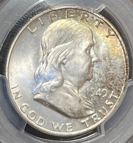 1949-D MS66FBL PCGS FRANKLIN SILVER HALF GEM CARTWHEEL LUSTER CRESCENT TONING Cover