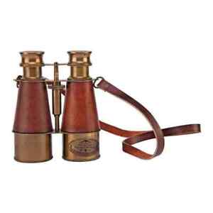 Brass Binocular Antique Leather Vintage Retro Marine Binocular