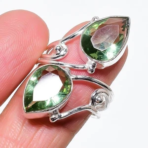 Green Amethyst Gemstone 925 Sterling Silver Jewelry All Size Ring For Gift - Picture 1 of 1