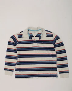 TOMMY HILFIGER Boys Long Sleeve Polo Shirt 8-9 Years Medium Blue Striped AK02 - Picture 1 of 3