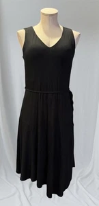 Simply Vera Verawang Black Sleeveless Knit A-Line Dress Tie Waist NWT Womens XS - Picture 1 of 8