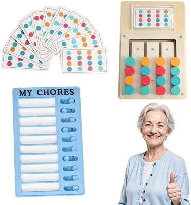 ‎AGCTRLER Spiele für Demenzkranke mit 12 Karten + Memo Checkliste Boards, Holz Senioren