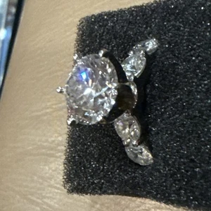 Costco diamond ring IDEAL CUT 7.5 sz Plat, 7.60 CTW $22K EYE CANDY 5.10 LAB GR - Picture 1 of 15
