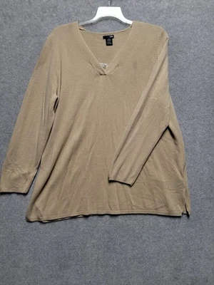 East 5th Mujer 3X Suéter Tejido Tostado Cuello en V Boho Acogedor Núcleo Otoño Cápsula Armario Foto 1 de 4