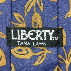 £125 LIBERTY OF LONDON MENS  BLUE & BROWN FLORAL PRINT COTTON TIE MADE IN UK Y4 - Picture 1 of 10