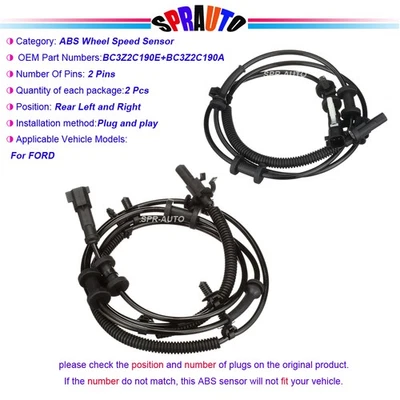 Juego de 2 sensores de velocidad de rueda ABS traseros izquierda y derecha para Ford F-250 350 Super Duty Foto 1 de 4