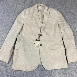 Tasso Elba Island Blazer Mens Medium Natural Beige Linen Jacket Suit Coat Casual - Picture 1 of 18