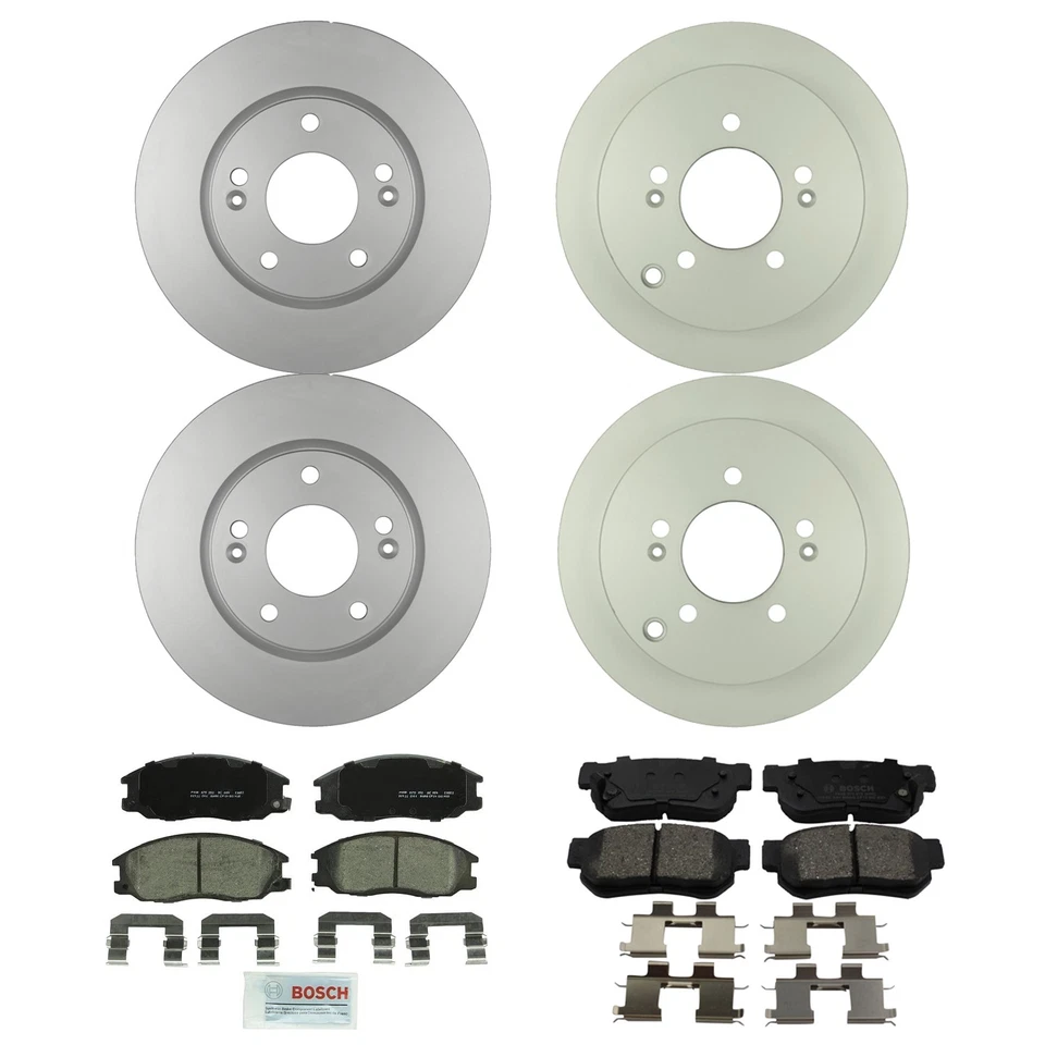 Kit de pastillas de freno de disco de cerámica rotor trasero delantero Bosch QuietCast para Hyundai Santa Fe Foto 1 de 1