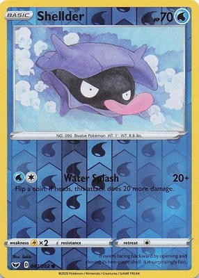 Shellder Common Reverse Holo SWSH01: Sword & Shield Base Set 040/202 NM - Image 1 of 2