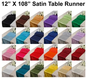 20pcs Wedding 12 X 108 inch Satin Table Runner Banquet decoration FREE SHIPPING - Picture 1 of 30