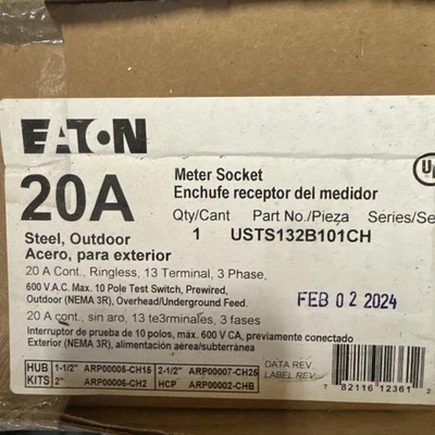 Enchufe medidor EATON CORPORATION USTS132BCH (NUEVO EN CAJA) Foto 1 de 2