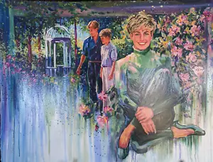 Rebecca Hardin English Rose Princess Diana Limited Edition XCI/CC Screen Print - Picture 1 of 6