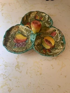 Vintage Italian Fruttabella Signed 3 PART Condiment Server Majolica MINT - Picture 1 of 1