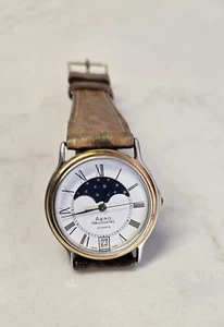 Vintage Aero Neuchatel Moon Phase Swiss Made Quartz Watch - Picture 1 of 13