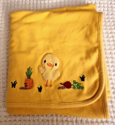Gymboree Baby Receiving Blanket Yellow White Duck Chick Carrot Little Duckie - Image 1 of 4