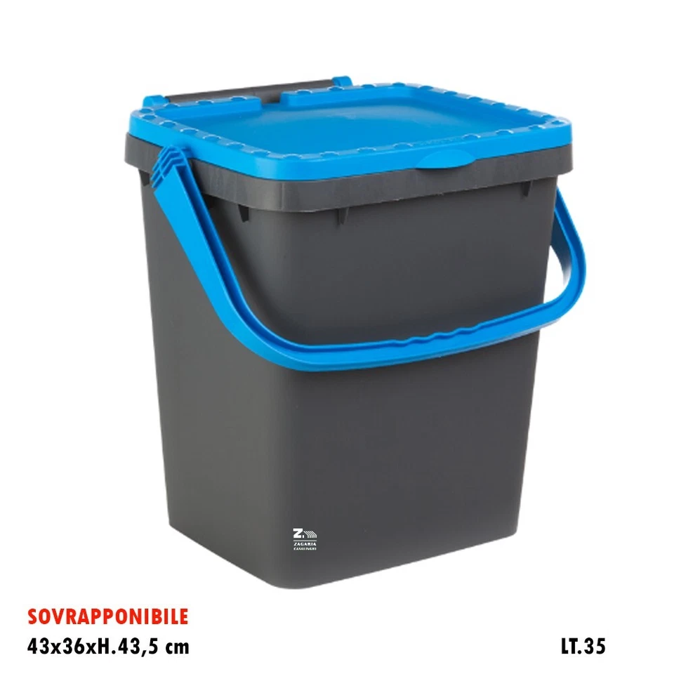 ECOPLAST PATTUMIERA ECOPLUS 35 LT. BLU PER DIFFERENZIATA CON MANICO ANTIRANDAGISMO