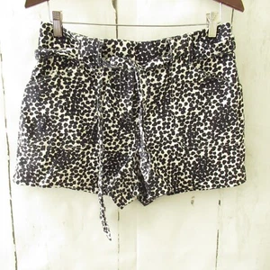 Pantalones Cortos Ann Taylor Loft 8 Azul Blanco Estampado Cinturón Frente Plano - Imagen 1 de 4