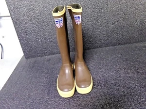 Mens Brown Rubber Knee-High Rain Boots Shoes Size 4 (EF) - Picture 1 of 3