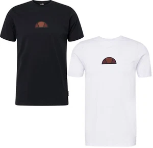 Men's Ellesse T-Shirt Top Cotton Logo Tee - Black & White - Picture 1 of 8