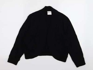 Agenda Womens Black Crew Neck Cotton Blend Cardigan Size 16 - Picture 1 of 12