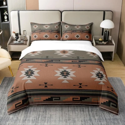 Southwestern Bedding Duvet Cover Set 100% Cotton King Size Geometric Pattern Bed — 第 1/4 张图片