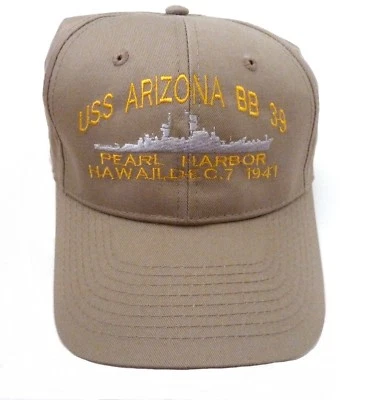 USS Arizona BB 39 Pearl Harbor, Hawaii - Gorra de béisbol - Caqui/Bronceado bordado Foto 1 de 4