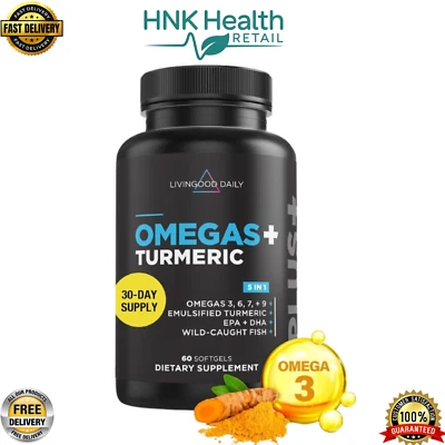 Suplemento Livingood Daily Triple Omega 3-6-9 com cúrcuma – 60 cápsulas gelatinosas - Imagem 1 de 4