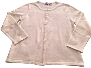 Women's XL Beaded Cardigan Sweater Classic Ivory 50's 60's Retro Light Weight - Picture 1 of 9