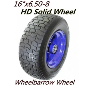 16" 6.5-8 Solid Wheelbarrow Wheel Non-Pneumatic Tyre Barrow Trolley Wagon 25mm - Picture 1 of 9