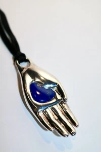 Vintage Sterling RLM Robert Lee Morris Hand Anhänger Halskette Lapis Akkord 46 g - Bild 1 von 6