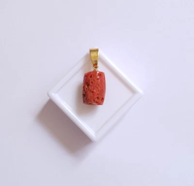 Natürlich Koralle Perlen Anhänger Italien Rote Handgemacht Halskette - Bild 1 von 4