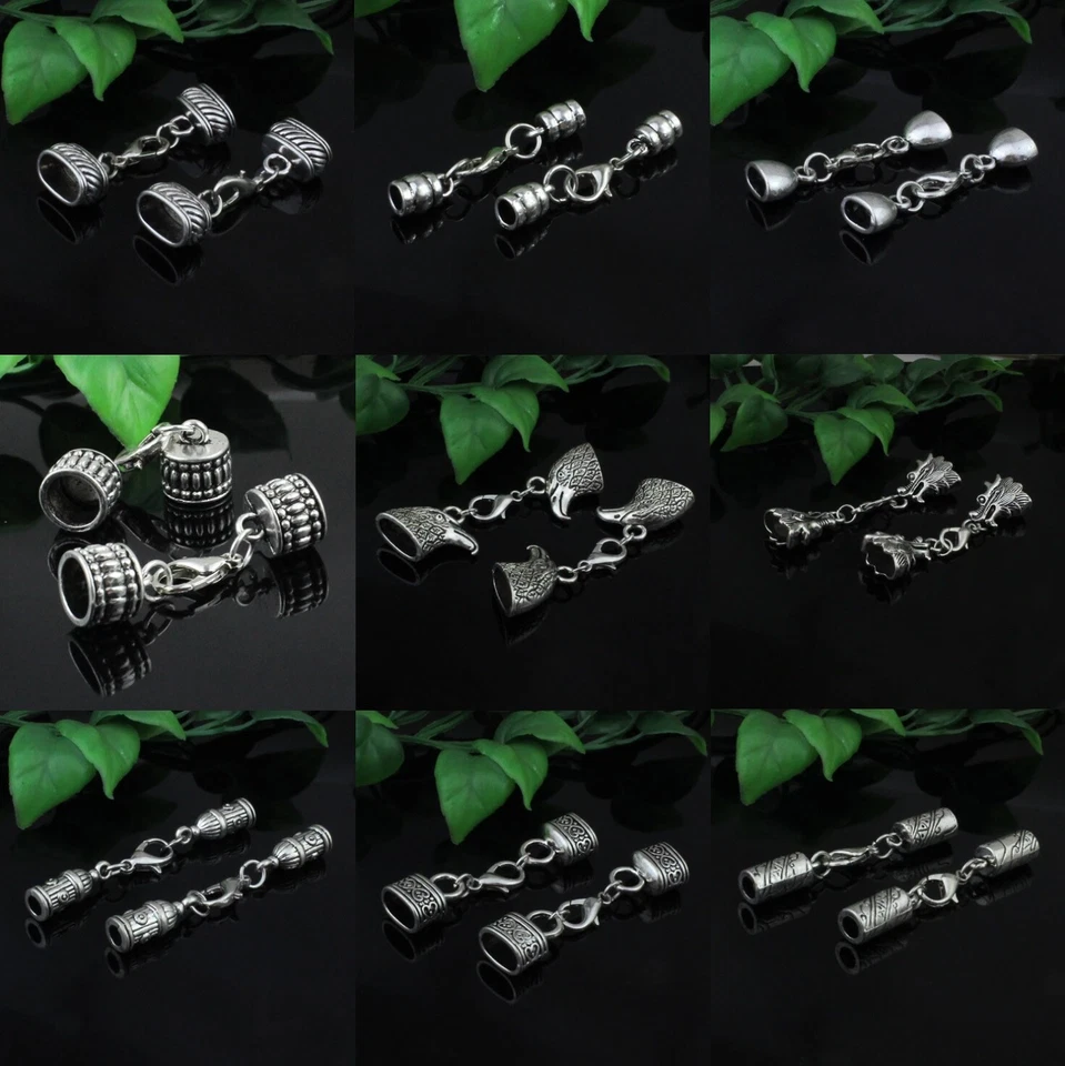 Silver Lobster Clasp Bracelet Cord End Caps Necklace Tips Jewelry Making Tool UK - Image 1 of 1
