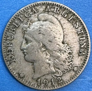 1912 20 Centavos ARGENTINA Silver Coin (#CB01909) - Imagen 1 de 2