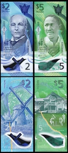 Barbados 2 PCS SET, 2 5 Dollars, 2022, UNC, Polymer, P-New Design - Picture 1 of 5