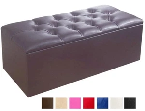 Large Faux Leather Chesterfield Ottoman Box, Storage Box, Blanket Box, Toy Box - Picture 1 of 8