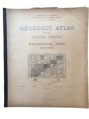 Antique 1901 US Geological Atlas Maynardville Tennessee Folio Maps - Image 1 of 4