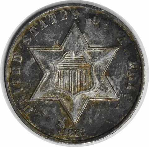 1861 Three Cent Silver AU Uncertified #155 Cover