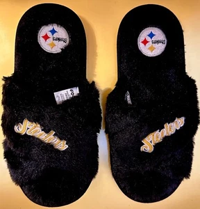 Forever Collectibles NFL Pittsburgh Steelers Fuzzy Slippers by FOCO Women M 7-8 - Picture 1 of 3