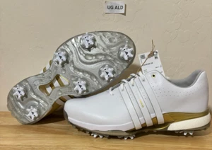 Zapatos de golf Adidas TOUR 360 24 Boost blancos/dorados con clavos talla para hombre 9,5 IE3367 - Imagen 1 de 8