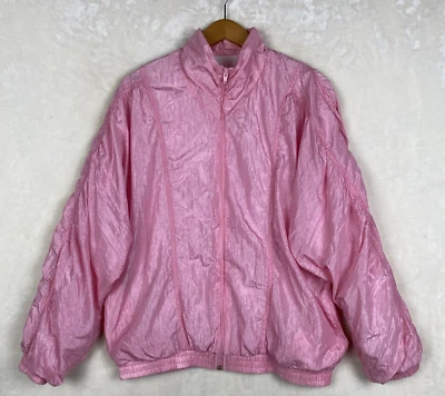 Vintage 80's Windbreaker Womens Medium Nylon Zip Long Sleeve Retro Lined Pockets - Image 1 of 4