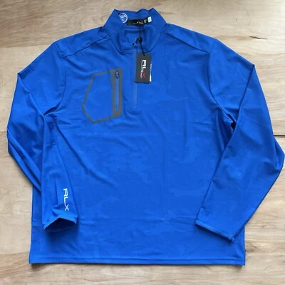 RLX Polo Ralph Lauren Size XXL  Stretch Jersey 1/4 Zip Golf Top Jacket Blue NWT - Image 1 of 4