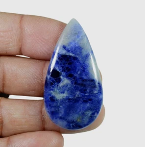35 Cts Natural Blue Sodalite Cabochon Pear Shape Loose Gemstone 45x24mm MS-91 - Picture 1 of 6
