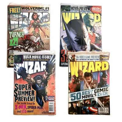 Wizard Magazine Лот из 4 Выпусков #139 141 142 143 Распечатанный с Swag Высококачественное состояние товара - Изображение 1 из 4
