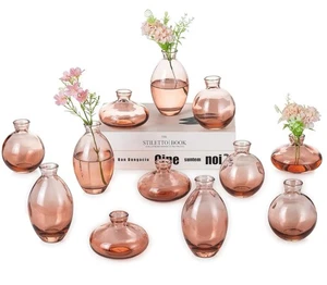 Hewory Vasi Bud in Vetro per Centrotavola: Set di 12 Piccoli Vasi Rosa Carini... - Foto 1 di 8