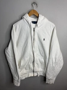 Polo Ralph Lauren Hoodie Mens XL White Full Zip Embroidered Pony Logo Sweatshirt - Picture 1 of 9