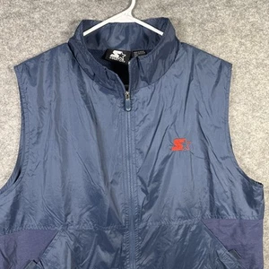 Vintage 90er Starter Weste Jacke Herren blau Gr. M 100% Nylon ärmellos Full Zip Taschen - Bild 1 von 7